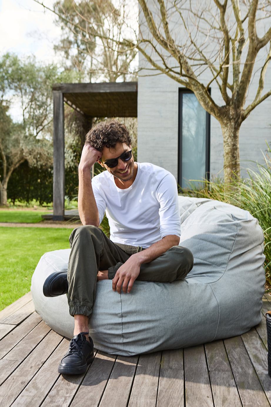 Sofá Lounge Exterior Gris Claro